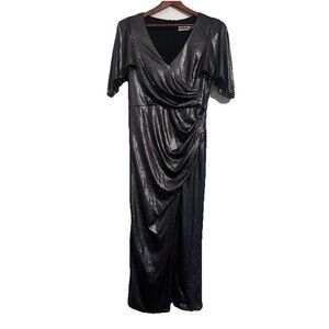 Eliza J Metallic Black Maxi Dress